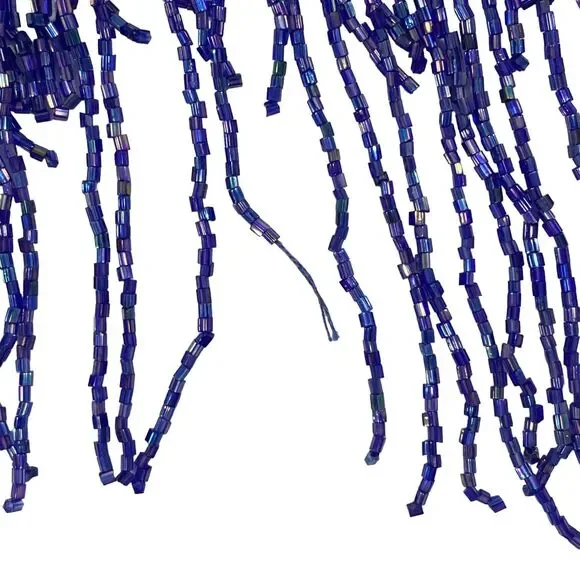 Stenay Womens Evening Silk Dress | 8 | Sequin Beaded Fringe | Royal Blue - Picture 8 of 16